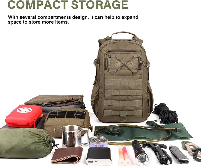 Mardingtop حقيبة ظهر عسكرية تكتيكية للرجال 20 لتر مولي رucksack EDC حقيبة نهارية للتنزه والسفر والتخييم والصيد - Image 3